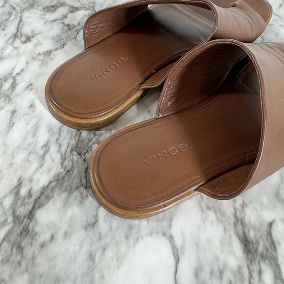 Vince Edris Toe Loop Sandal Slides in Cognac Siviglia Calf Leather Womens 7.5 - Picture 6 of 12